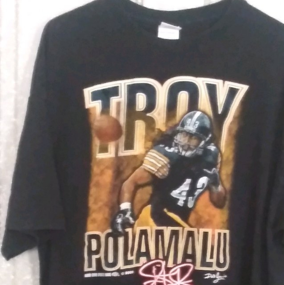🏈 TROY POLAMALU GRAPHIC FOOTBALL TEE MEN'S 2X - Picture 3 of 7